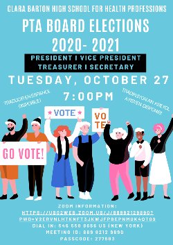 PTA Elections Flyer featuring different people people with voting signs